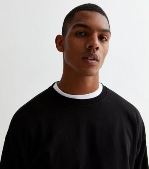 Men's Black Crew Neck Relaxed...