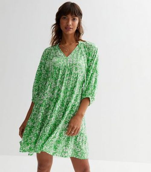 Green Floral Tiered Smock...