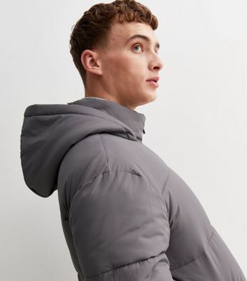 Men's Dark Grey Hooded Puffer...