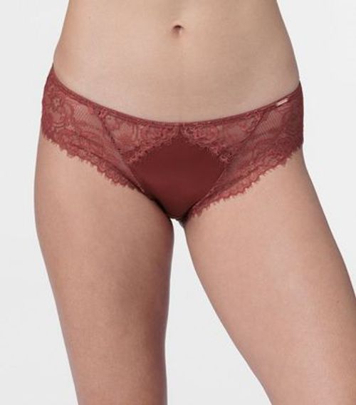 Red Scallop Lace High Waist Briefs