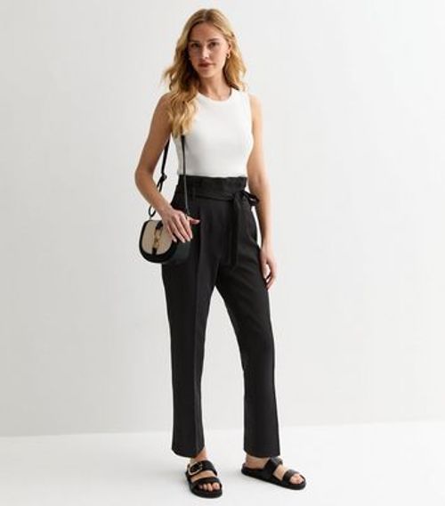 Black High Waist Belted...