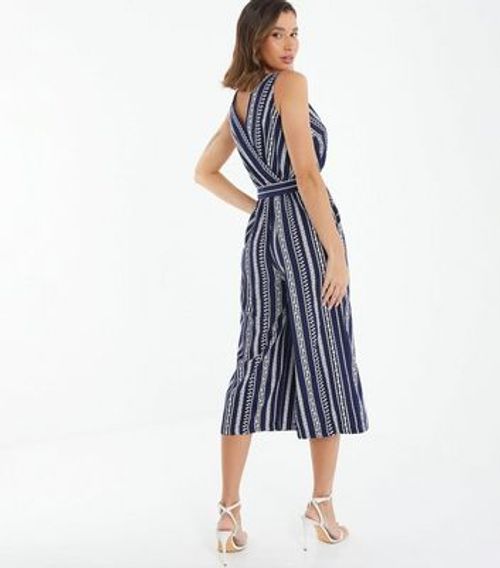 QUIZ Navy Stripe Wide Leg...