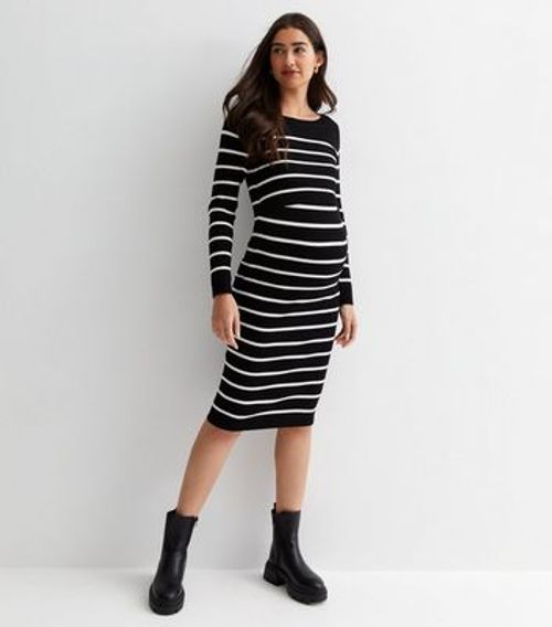 Mamalicious Maternity White Stripe Drawstring Mini Dress