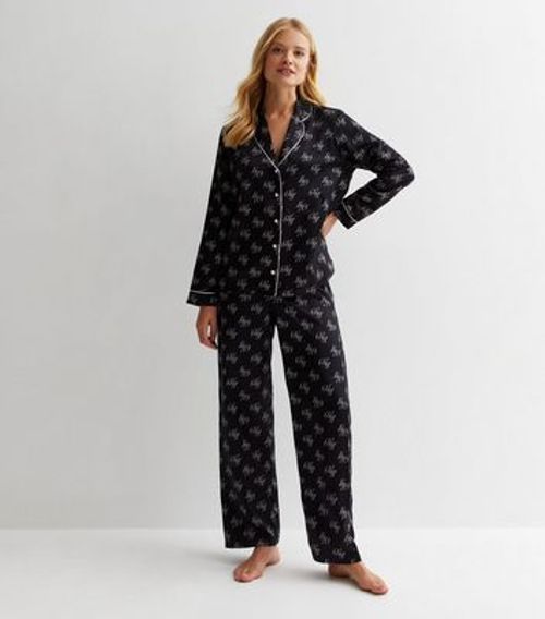 Black Satin Trouser Pyjama...