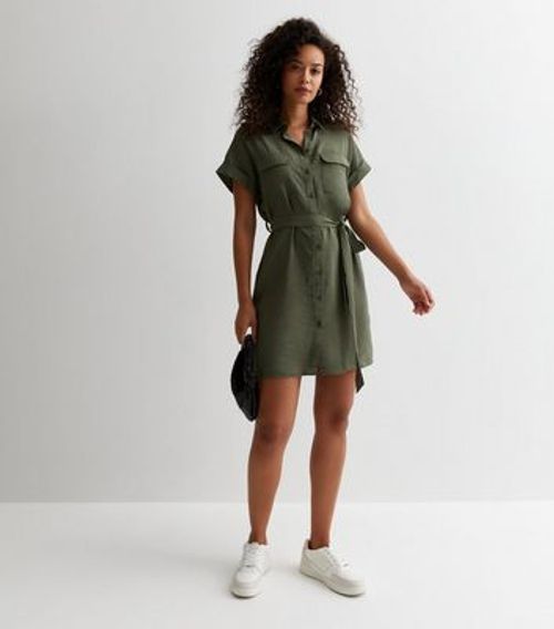 Tall Khaki Belted Mini Shirt...