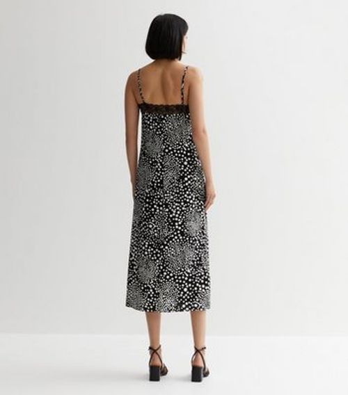 Black Spot Lace Trim Midi...