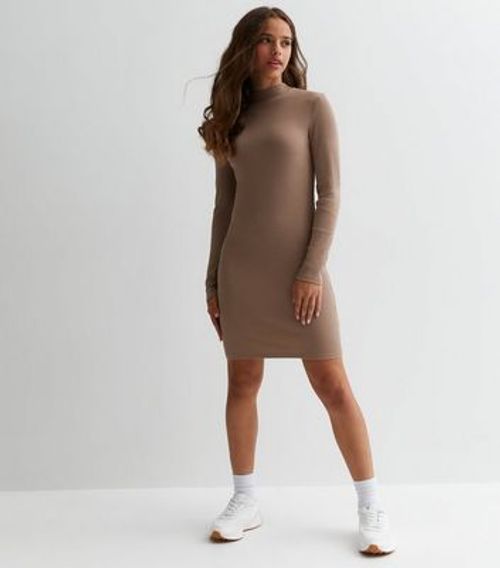 Girls Rust Ribbed High Neck...