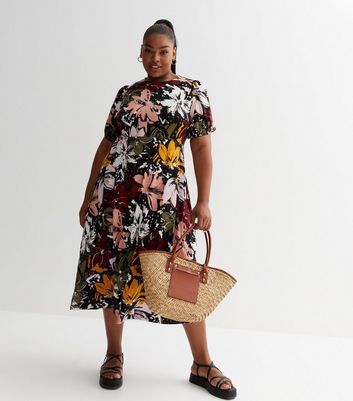 Curves Black Floral Midi Dress New Look | £17.00 | Trinity Leeds