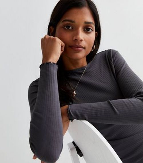 Grey Slinky Long Sleeve Top