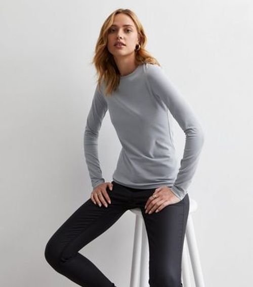 Grey Slinky Long Sleeve Top