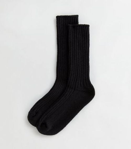Black Ribbed Lounge Socks New...