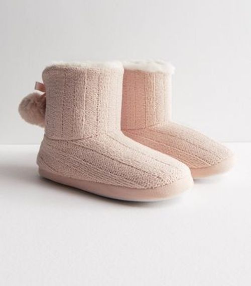 Pink Knit Slipper Boots New...