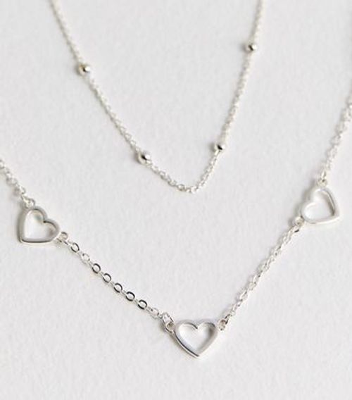 Silver Heart Charm Layered...