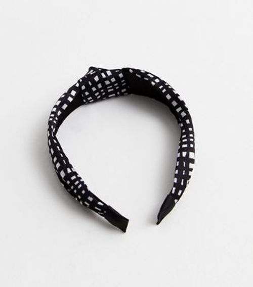 Black Check Knot Headband New...