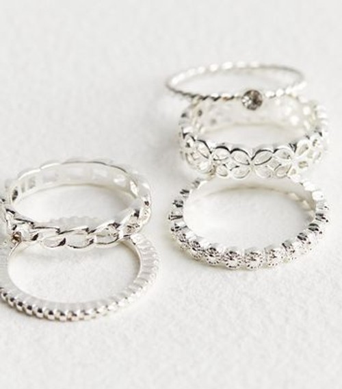 8 Pack Silver Stacking Rings...