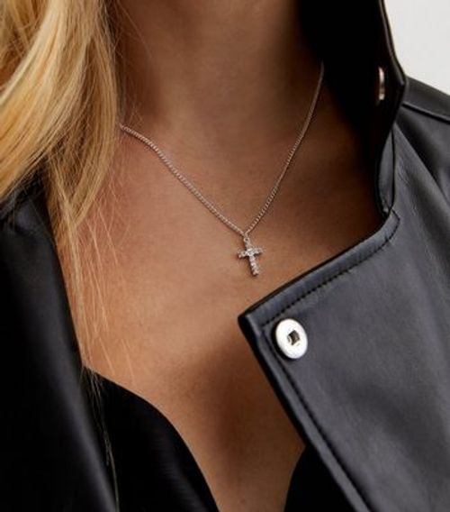 Silver Diamanté Cross Pendant...