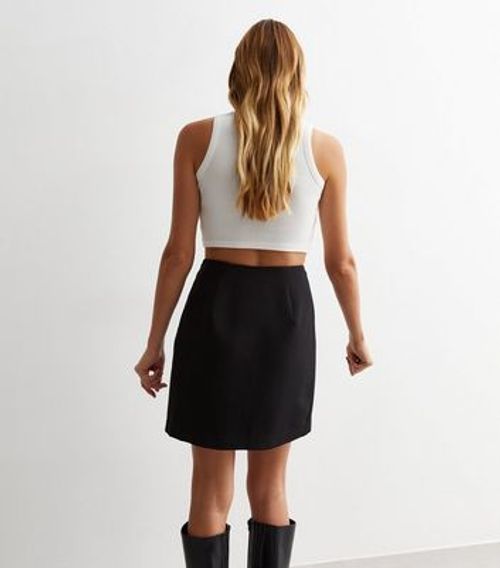 Black Split Hem Mini Skirt...