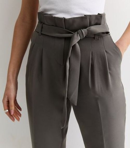 Dark Grey High Waist Paperbag...