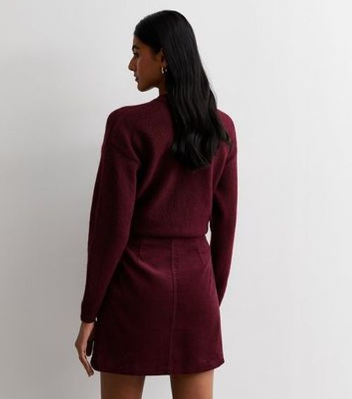 Burgundy Cord Zip Front Mini...