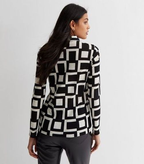 Black Geometric Jersey Ruched...