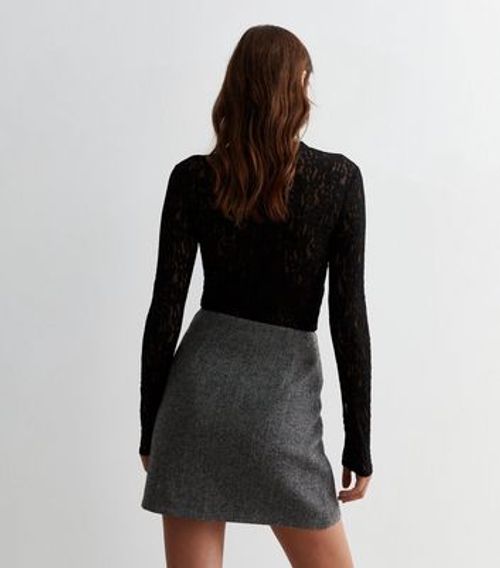 Grey Woven Mini Skirt New Look