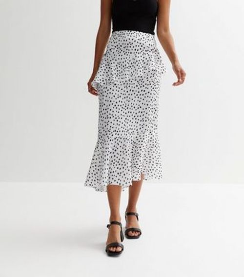 Tall White Polka Dot Ruffle...