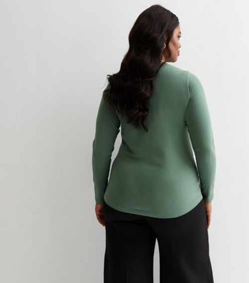 Curves Khaki Crew Neck Long...