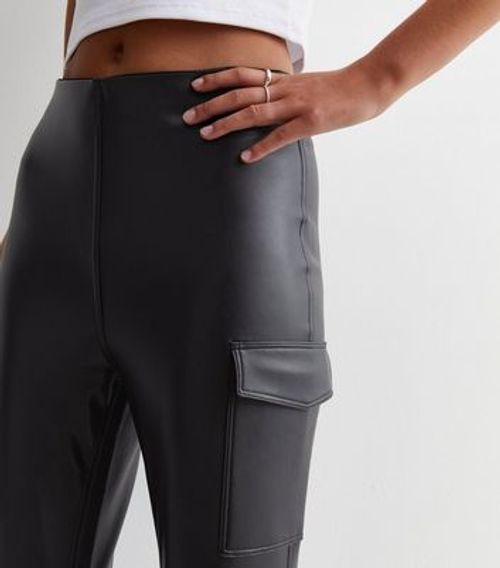 New Look wet look leggings in black