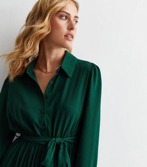 Dark Green Pleated Midaxi...