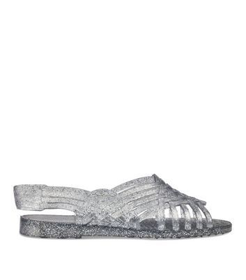 Buy Women's Jelly Sandals Retro T-Strap Glitter Flats Summer Beach Water  Rain Shoes at Amazon.in