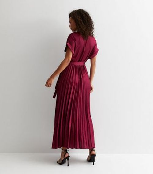 Tall Burgundy Satin Pleated...