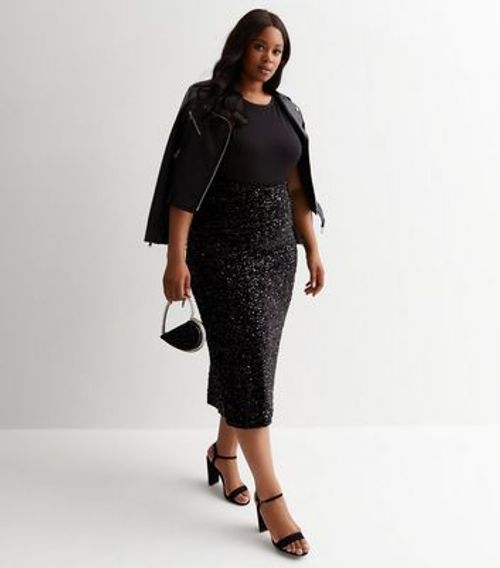 Curves Black Velvet Sequin...