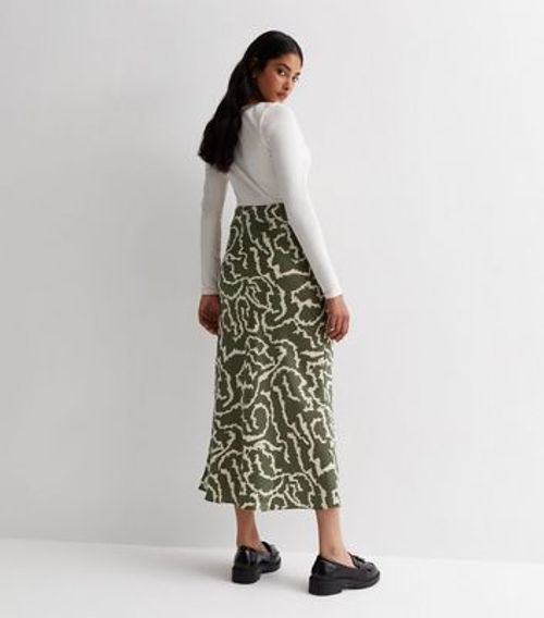 Green Abstract Print Bias Cut...