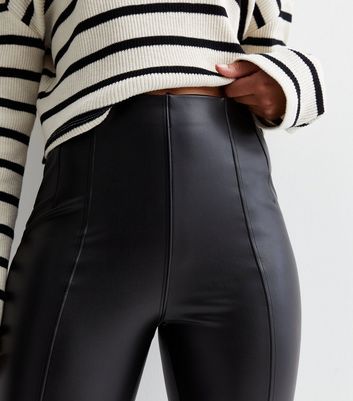 Girls Black Coated Leather-Look Leggings | New Look