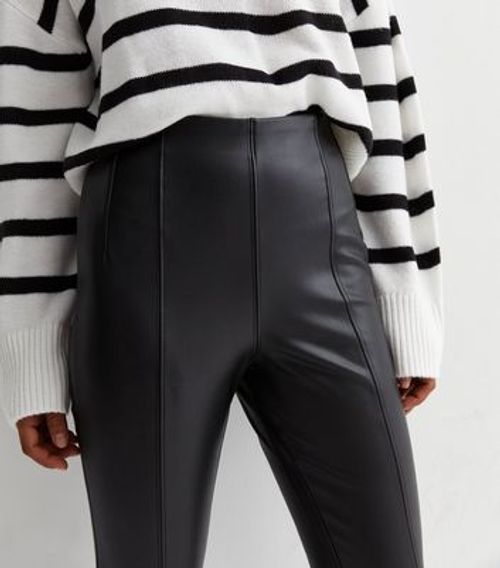 Black Coated Leather-Look Mid Rise Lift & Shape Emilee Jeggings