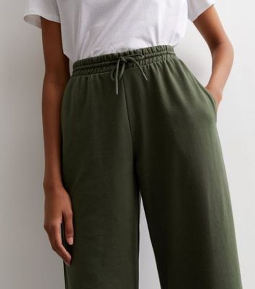 Khaki Jersey Wide Leg Joggers...