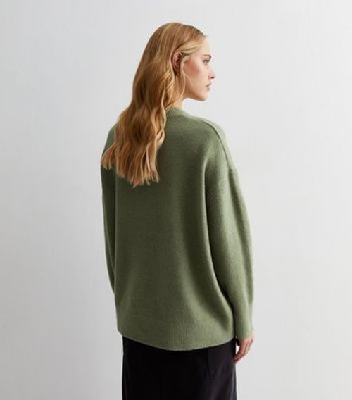 Olive Knit Crew Neck...