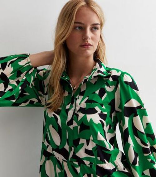 Tall Green Geometric Print...