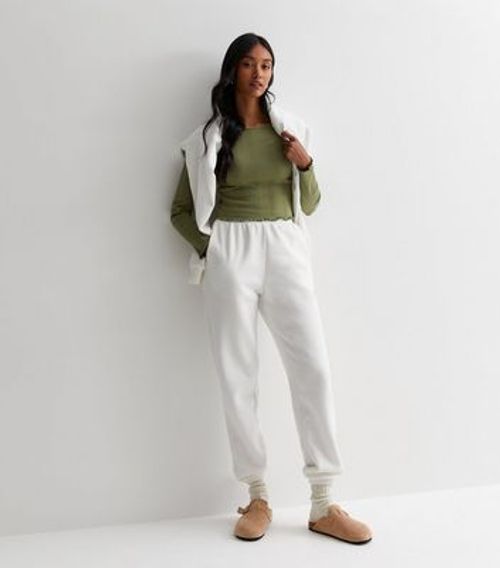 Khaki Ribbed Frill Long...