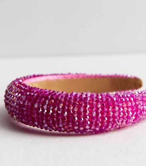 Bright Pink Beaded Padded...