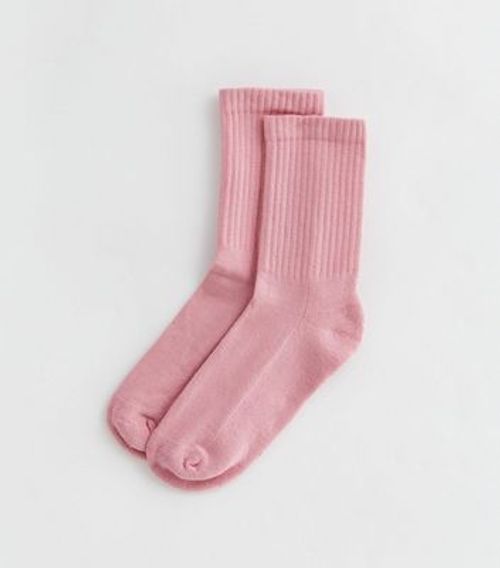 Mid Pink Ribbed Tube Socks...