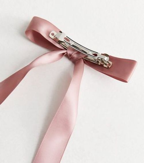 Pink Satin Bow Barrette Hair...