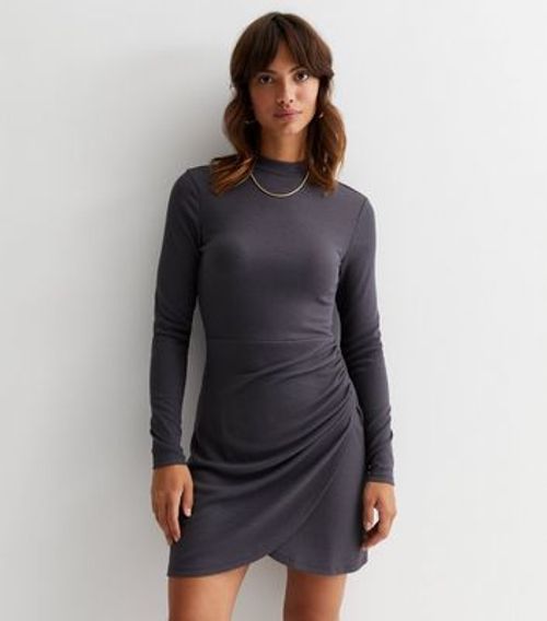 Dark Grey High Neck Wrap Mini...