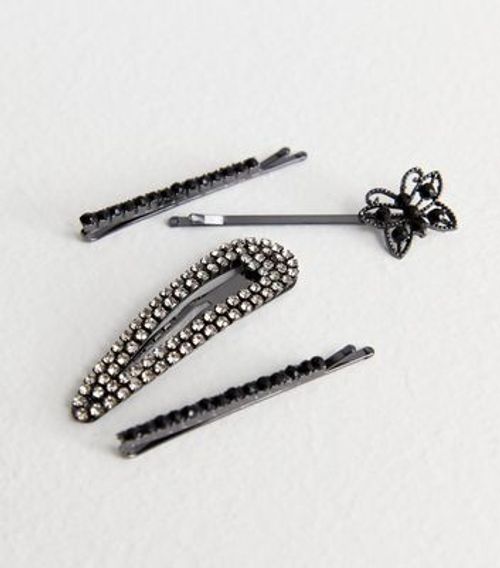 4 Pack Black Mixed Diamanté...