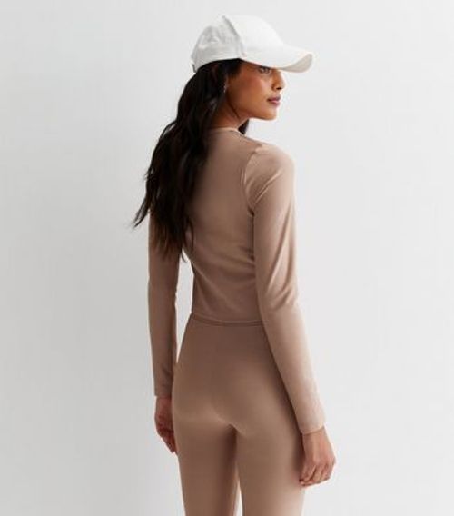 Mink Ribbed Long Sleeve Crop...