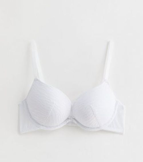 White Broderie Push-Up Longline Bra | New Look