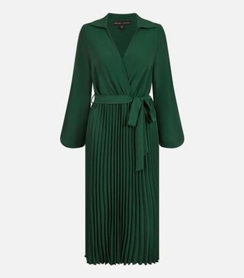 Mela Dark Green Pleated Wrap...