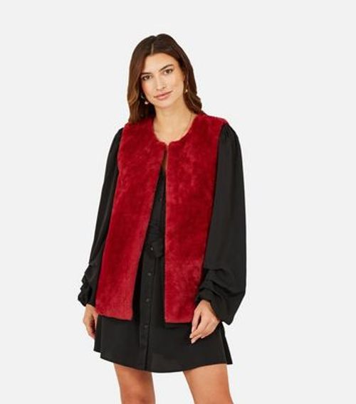 Yumi Red Faux Fur Gilet New...