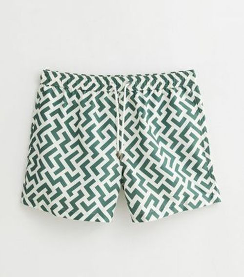 Men's Green Geometric Pattern...