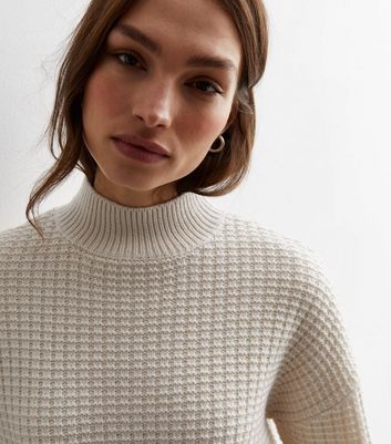 Cream knit high neck jumper hotsell